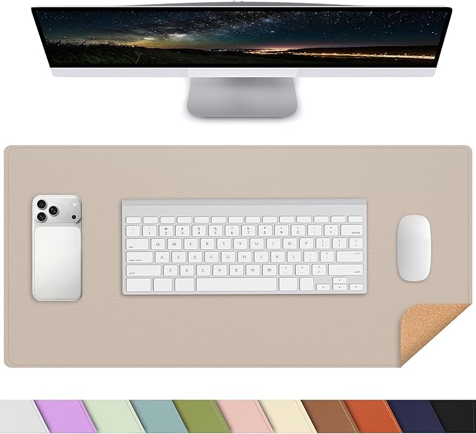 AFIING Desk Mat, 23.6" x 13.8", Desk Pad Protector | Dual-Sided Cork & PU by AFIING