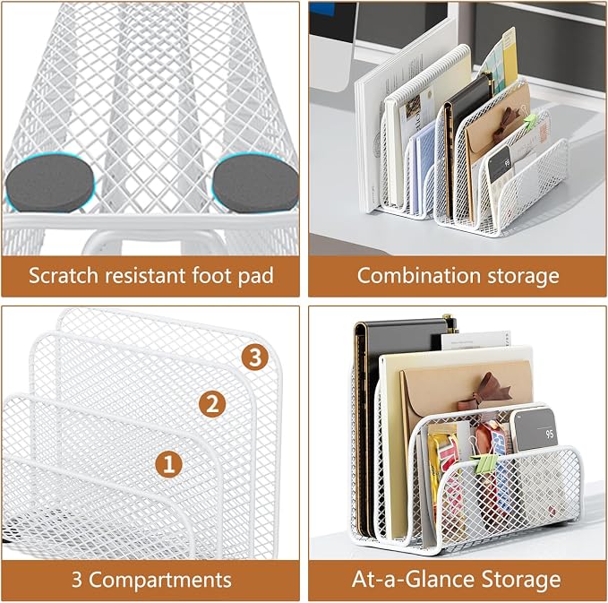 gianotter Mail Organizer Countertop, Metal File Holder - Image 4