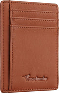 Travelambo Front Pocket Minimalist Leather Slim Wallet RFID Blocking Medium Size by Travelambo
