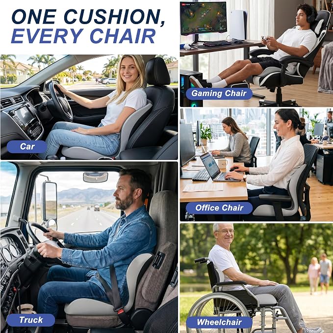 Seat Cushion for Office Chair and Car, Ergonomic Memory Foam Seat Cushion - Image 7
