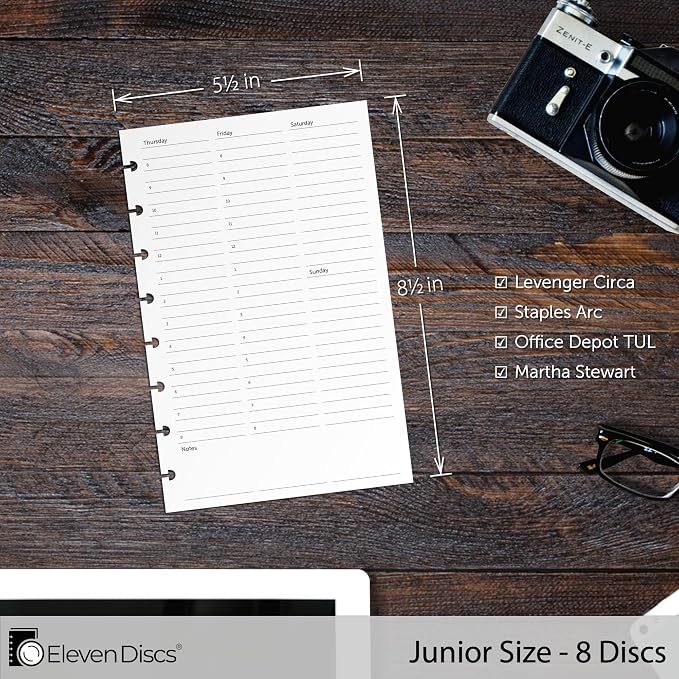 Eleven Discs Discbound Paper, Junior Size Undated Weekly Agenda Sheets - Image 4