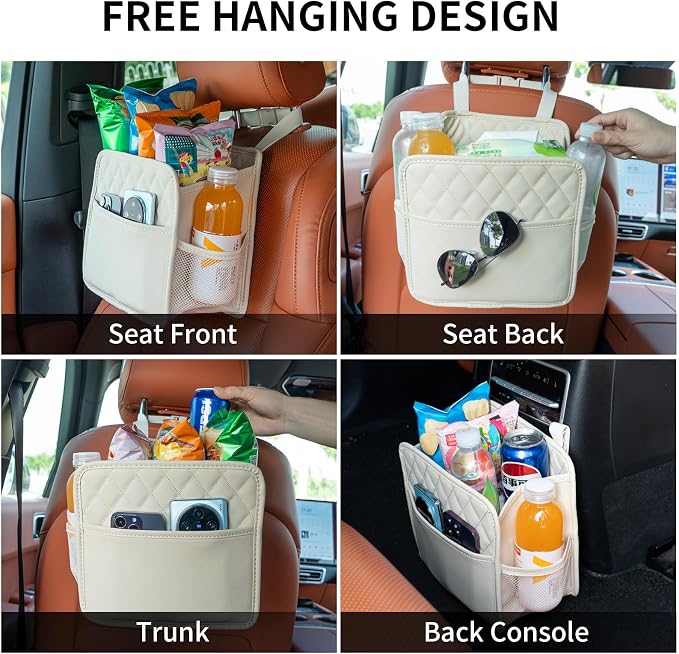 FrgKbTm 2Pack Car Seat Back Hanging Bag Car Document Holder Multi-Pocket Bottle - Image 2