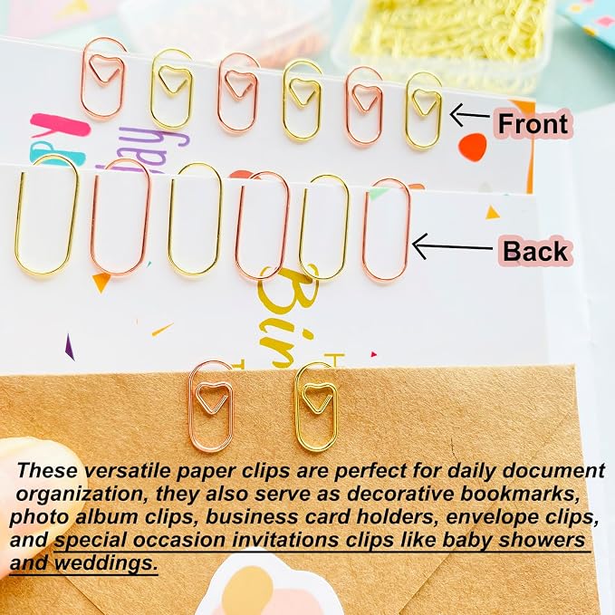 120 PCS Gold Heart Shaped Paper Clips 0.78inch Small Paper Clips Cute Mini - Image 3