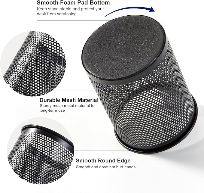 Comix Pen Holder Desk Organizer, Wire Mesh Pencil Cup - Image 3