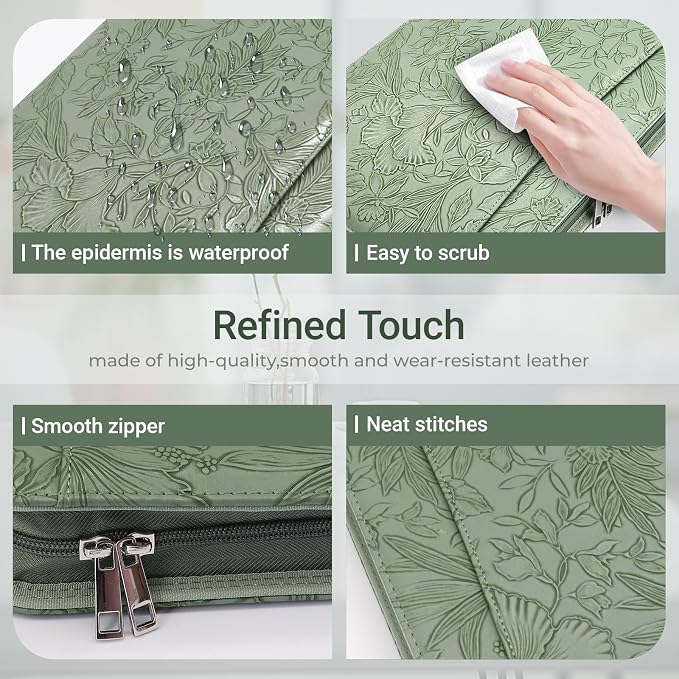 Embossed Faux Leather Zippered Padfolio - Image 7