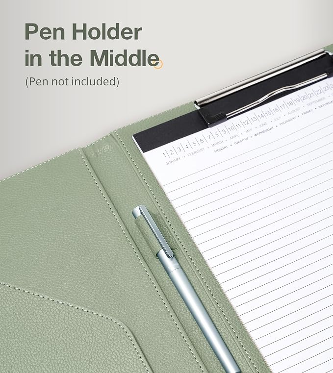Clipboard Folder Padfolio, Mymazn Writing Portfolio Faux Leather Clipboards - Image 4