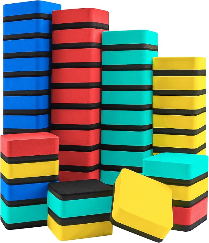 Mini Dry Erase Erasers, IHPUKIDI 48 Pack Magnetic Whiteboard Dry Erasers by IHPUKIDI