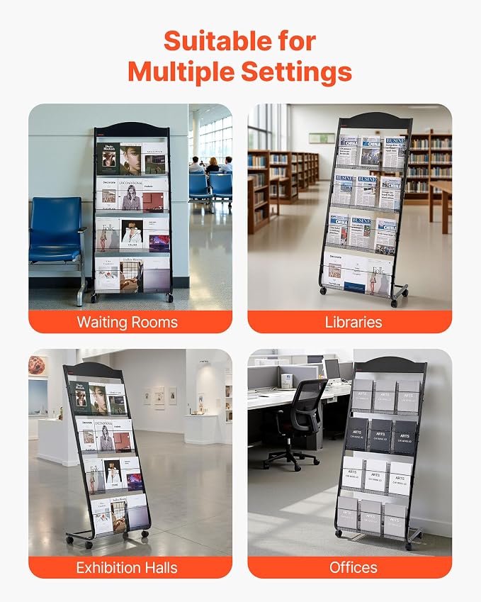 VEVOR Brochure Display Rack, 4-Tier Magazine Literature Display Stand - Image 6