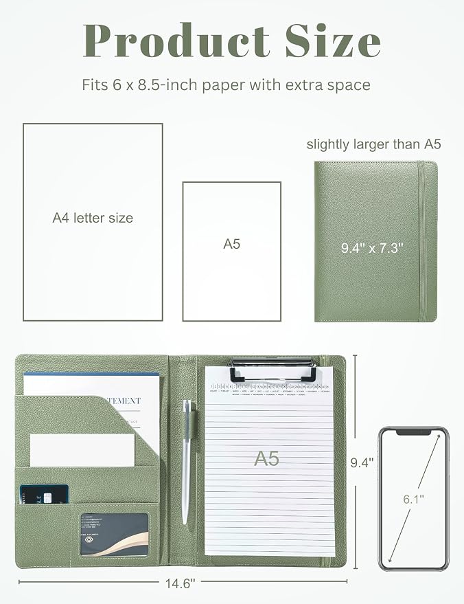 Mymazn Junior Padfolio Portfolio Folder, Small A5 Clipboard - Image 3