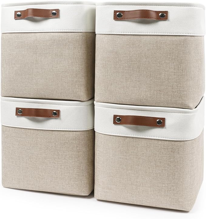 Bagnizer Collapsible Fabric Storage Cubes 11x11 Cube Storage Bins, 4 Pack by Bagnizer