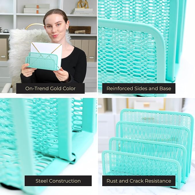 BLU MONACO Aqua Metal Mesh Letter Sorter - Image 2