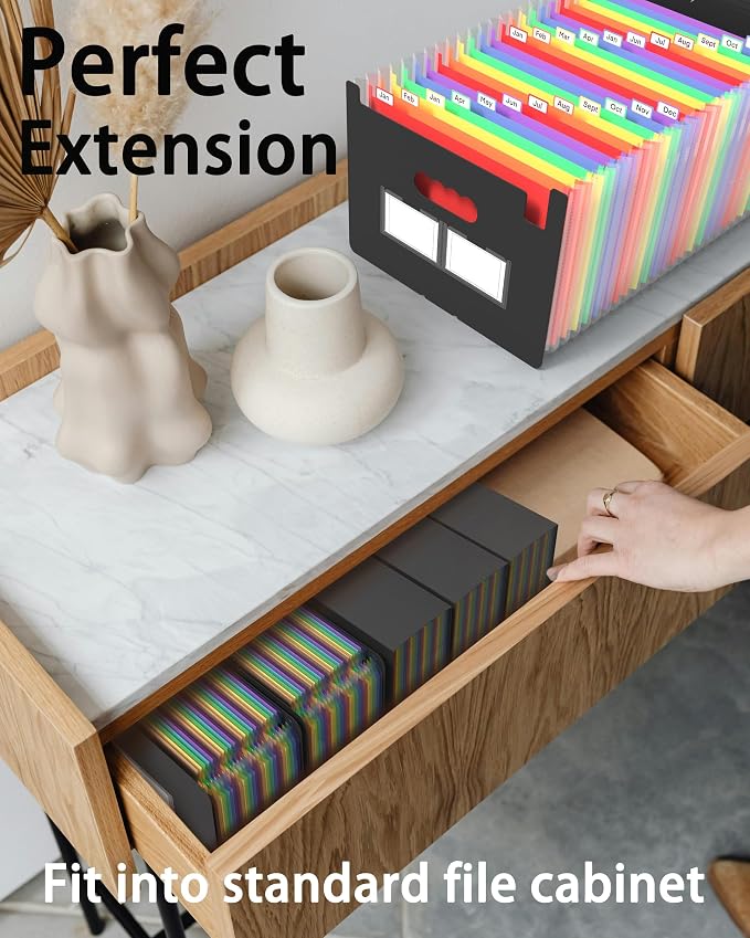 Expanding File Folder, 24 Pocket Accordion A4 Letter Size Portable Document - Image 6