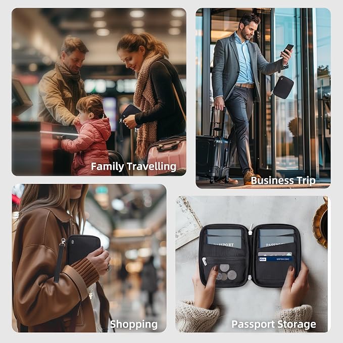 WALNEW Passport Holder Family for 4, RFID Blocking Travel Wallet Women Men - Image 7