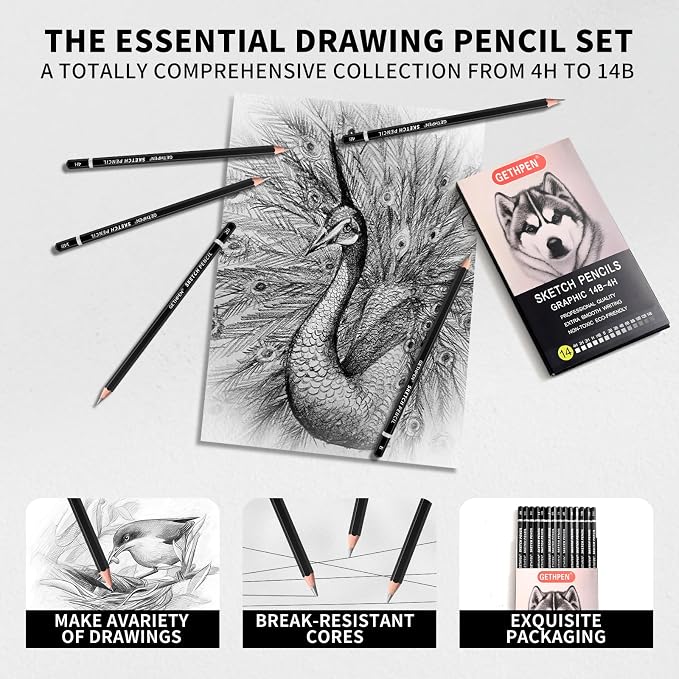 GETHPEN Professional Drawing Sketching Pencil Set - Image 5