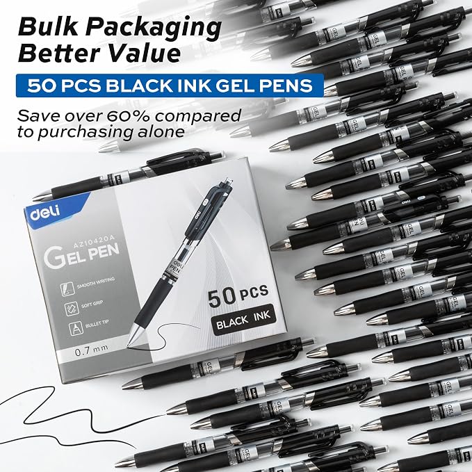 deli Gel Pens, Medium Point Pen 0.7mm, Smooth Writing, Fast Dry, No Bleed - Image 2