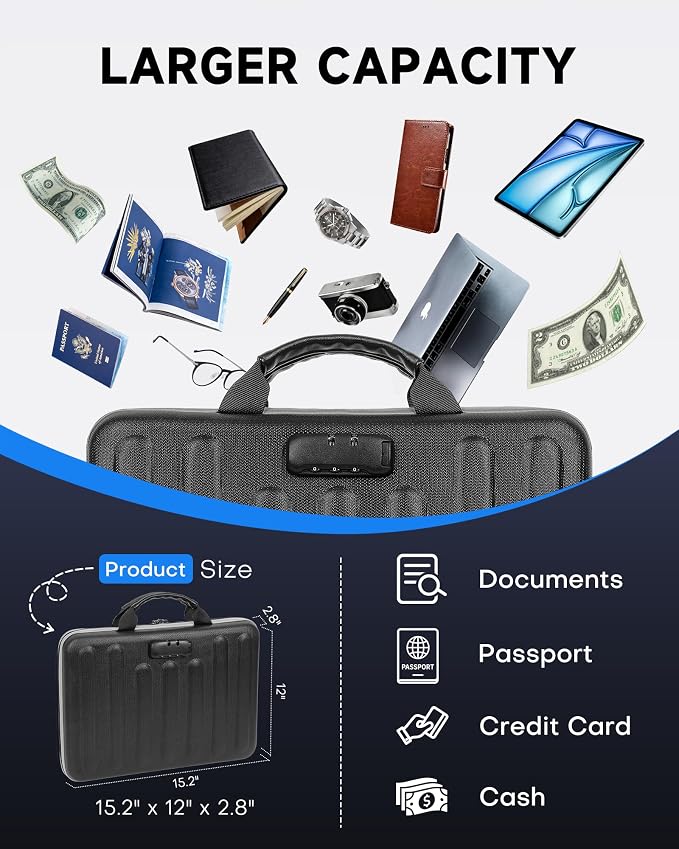 DOZAWA Fireproof Document Box, Hard Case Document Organizer - Image 4