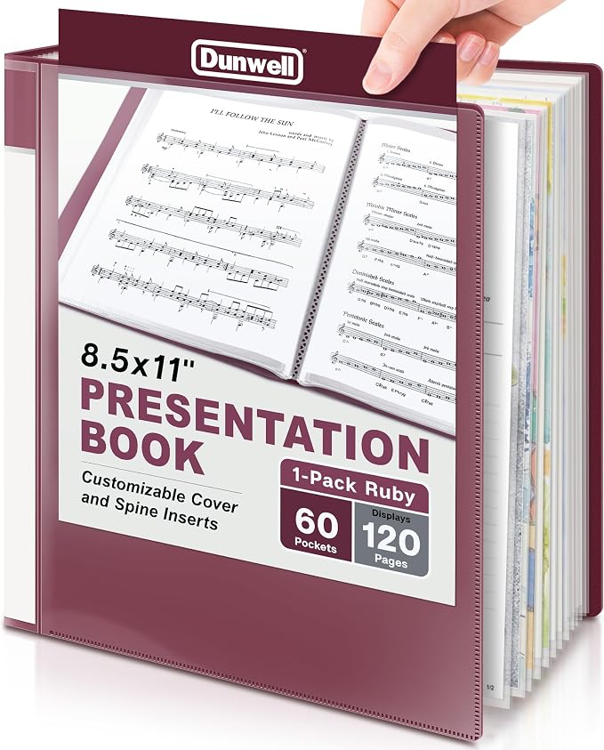 Dunwell Presentation Binder 60-Pocket, Displays 120 Pages, 8.5x11 Portfolio by Dunwell