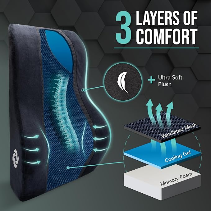 Samsonite Memory Foam Lumbar Support Pillow, Ergonomic Back Cushion - Image 3