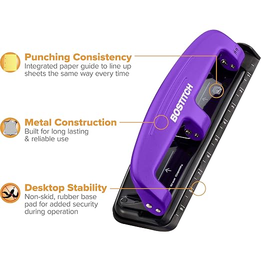 Bostitch Office EZ Squeeze Reduced Effort 3-Hole Punch, 12 Sheets - Image 4