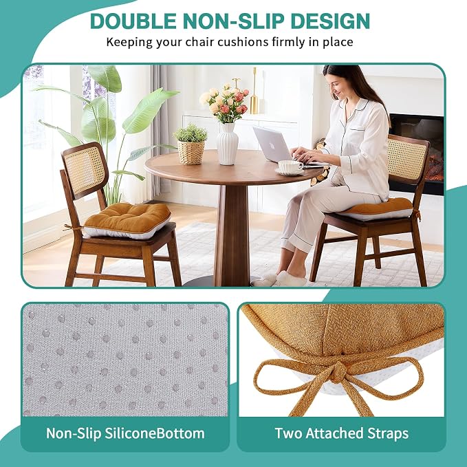 BETU Chair Cushions for Dining Chairs Set of 2, 3.5" Thick Kitchen Table Chair - Image 2