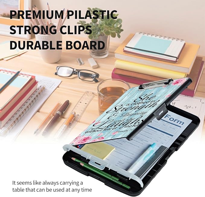 Clipboard with Storage High Capacity Plastic Nursing Clipboards with Pen Holder - Image 6