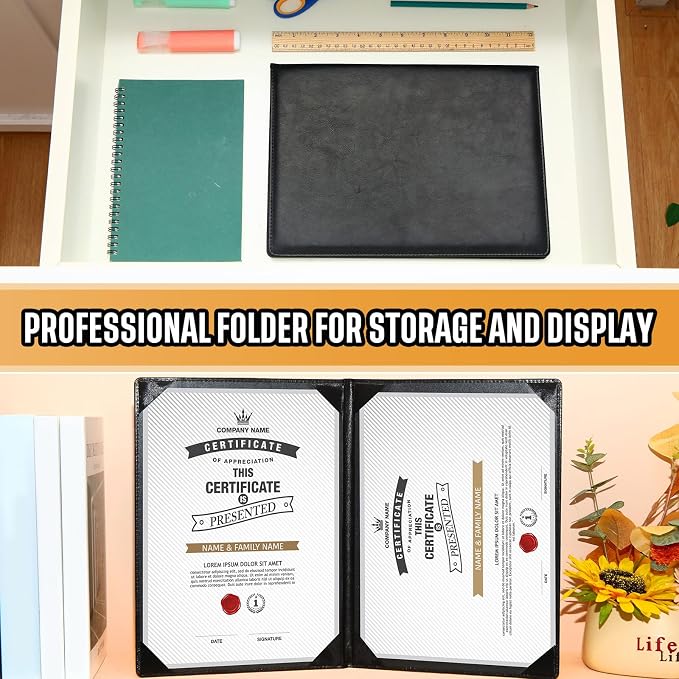 Tenare 10 Pcs Black Leather Certificate Holder 8.5 x 11" PU Phd Bachelor Master - Image 6
