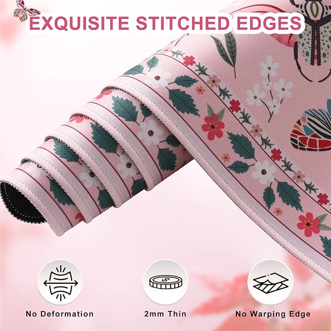 iCasso Pink Desk Pad Mat, XXL Large Mouse Pad, Desk Matt - Image 5