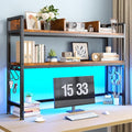 REIBII 45.2" Desk Shelf with LED Lights and Hooks, 2-Tier Adjustable by REIBII