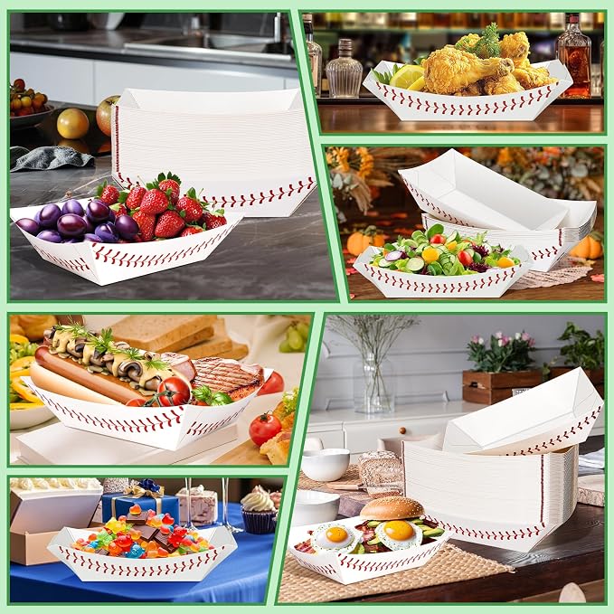 50 Pack 3Lb Paper Food Boat Trays, Baseball Birthday Decorations Baseball Party - Image 7
