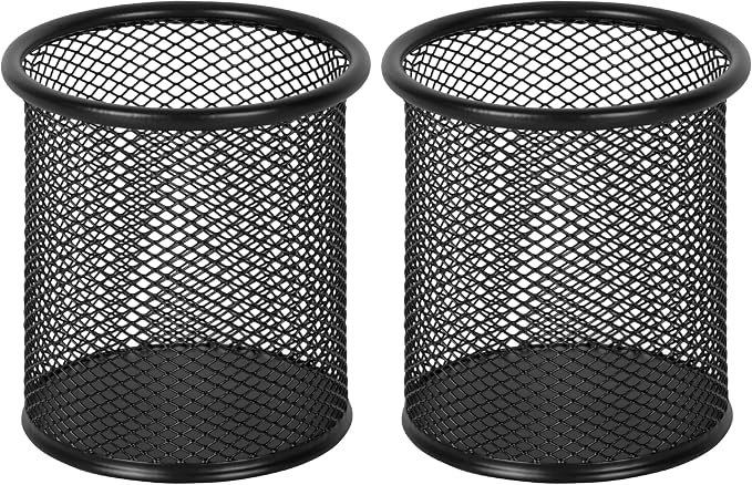 EasyPAG Pencil Holder for Desk, 2 Pack Metal Pen Organizer, Mesh Pencil Cup by EasyPAG
