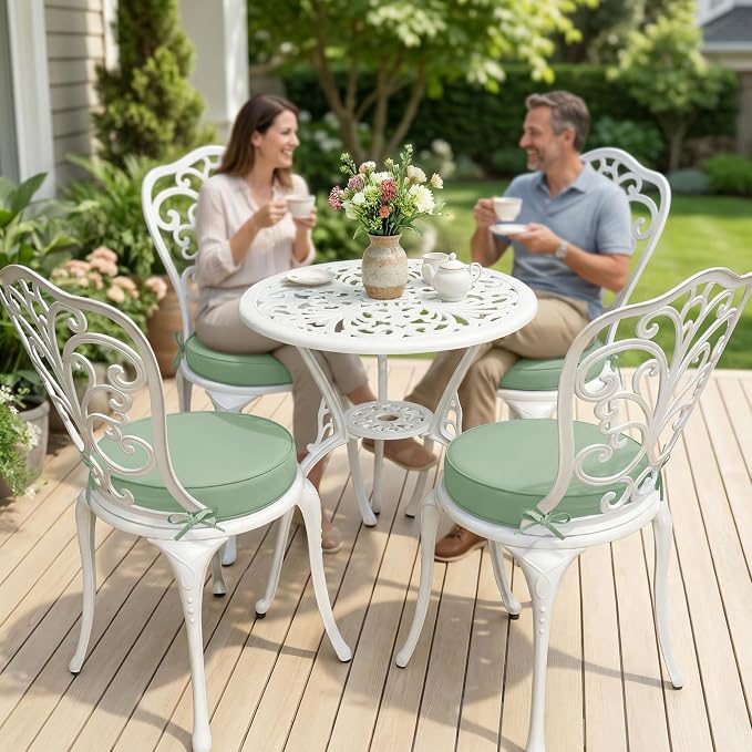 Summsun Outdoor Bistro Chair Cushions Set of 4, Sage Green - Image 2