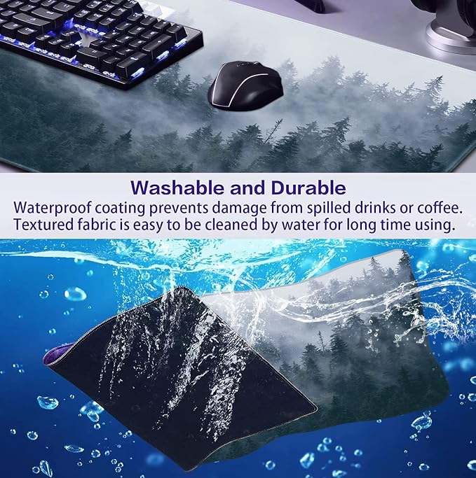 Gray Forest Mouse Pad with Seam Edge Design, Non Slip Rubber Keyboard Pad | - Image 7