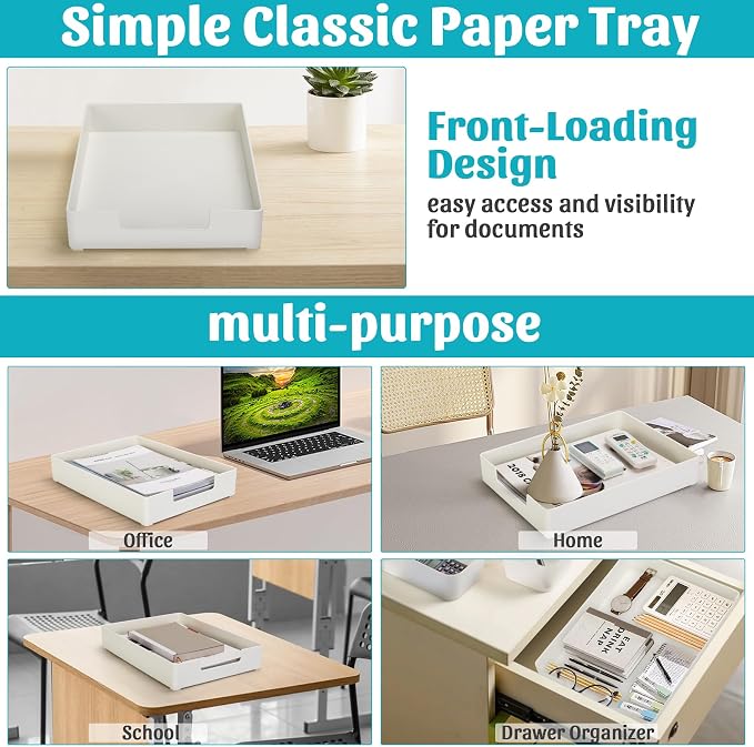 Letter-Size Tray Desk Letter Tray Paper Tray, Sturdy Heavy-Duty Plastic Printer - Image 5