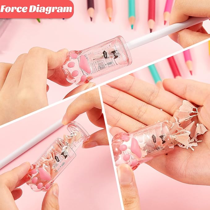 Chinco 4 Pieces Cat Paw Pencil Sharpeners Cute Make up Eyeliner Pencils - Image 3