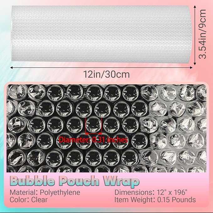 12 in x 45 ft Clear Bubble Cushioning Wrap, 3Roll Protective Bubble Packing Roll - Image 2