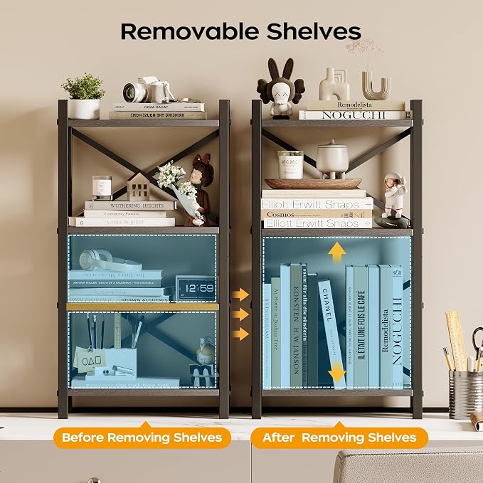 Desktop Bookshelf, 4-Tier Stackable Narrow Bookcase, Adjustable Industrial Desk - Image 5