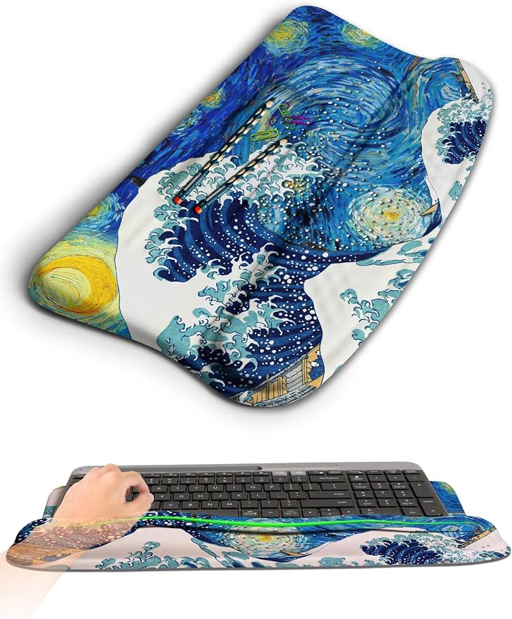 Ergonomic Wave Wrist Rest with Keyboard Stand, Cushioned Palm Rest, Comfortable by KUOSGM