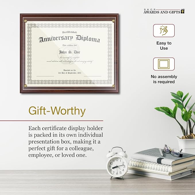 SHOP AWARDS AND GIFTS 8.5 x 11 Certificate Frame Holder, Slide in Wall Plaque - Image 5