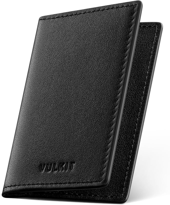 VULKIT Leather Business Card Holder 2 Sided Slim Business Name Card Organizer by VULKIT