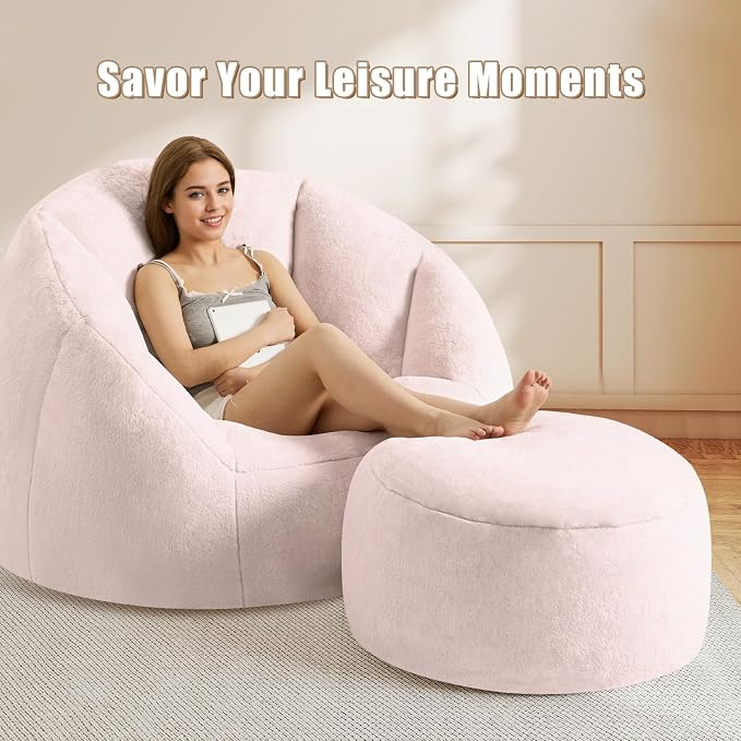 Gericco Round Stuffed Pouf Ottoman - Image 3