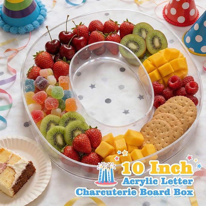 Ledido 10’’ Acrylic Letter Charcuterie Board Box, Reusable Fillable Serving Tray - Image 2