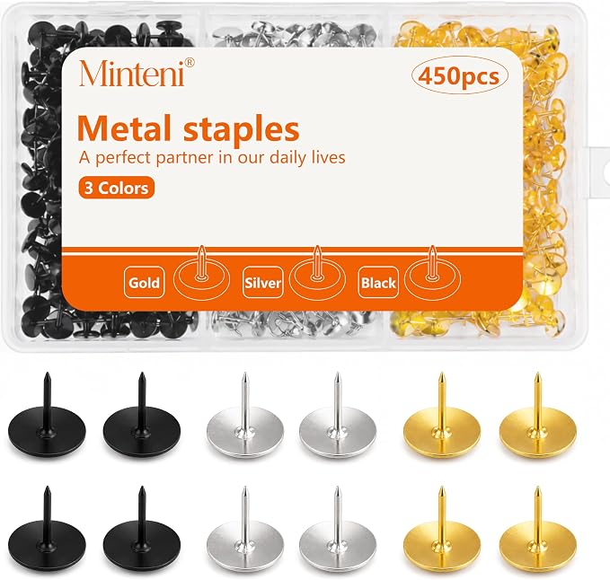 450Pcs Push Pins with Storage Box – Gold, Cork Boards & Home Decor by Unknown