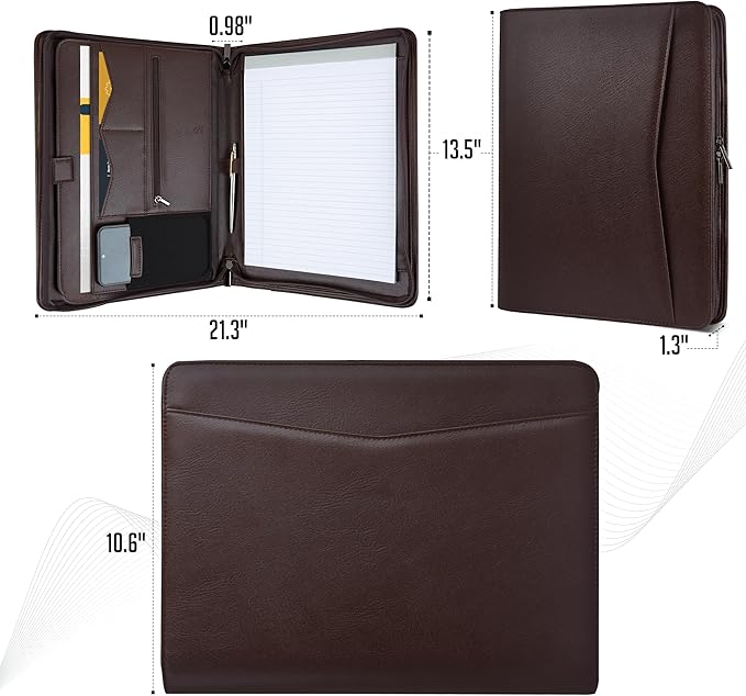 STYLIO Zipper Padfolio Portfolio Binder Organizer | Faux Leather Portfolio - Image 2