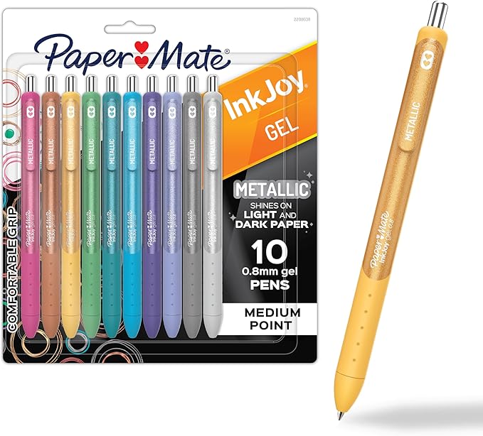 Paper Mate InkJoy Gel Pens, Retractable, Medium Point, Glittery Assorted Colors by Unknown