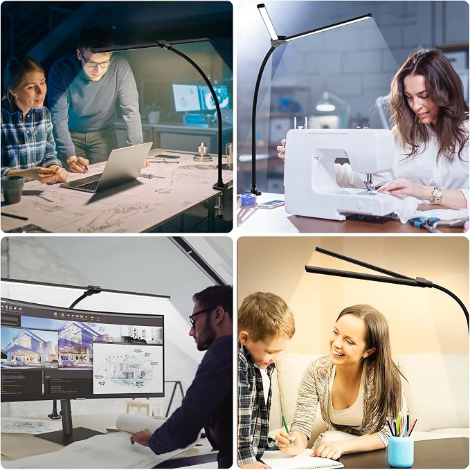 ShineTech LED Desk Lamp for Home Office, Ultra Bright Clamp Light - Image 4