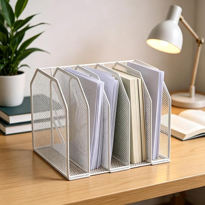 5-Section Mesh Desktop File Sorter Organizer, Adjustable File Organizer - Image 6