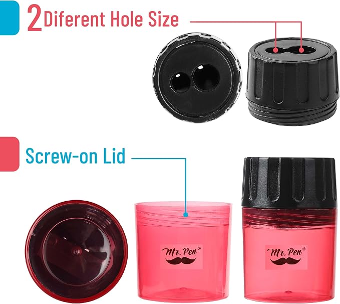 Mr. Pen- Pencil Sharpeners Manual, 24 Pack, Dual Hole | Bulk Handheld Pencil - Image 3