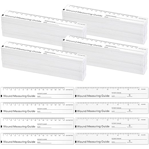 500 Pcs Wound Ruler 6 Inch Wound Measuring Tape Paper Guide Ruler Double Sided by Janlaugh
