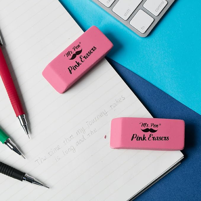 Mr. Pen- Pink Pencil Eraser, 12 Pack | Large Latex Free Block Erasers - Image 6