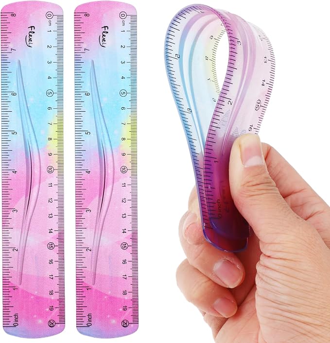 Grevosea 2 Pieces Flexible Ruler, 20cm/8inch Plastic Ruler Shatterproof by Unknown